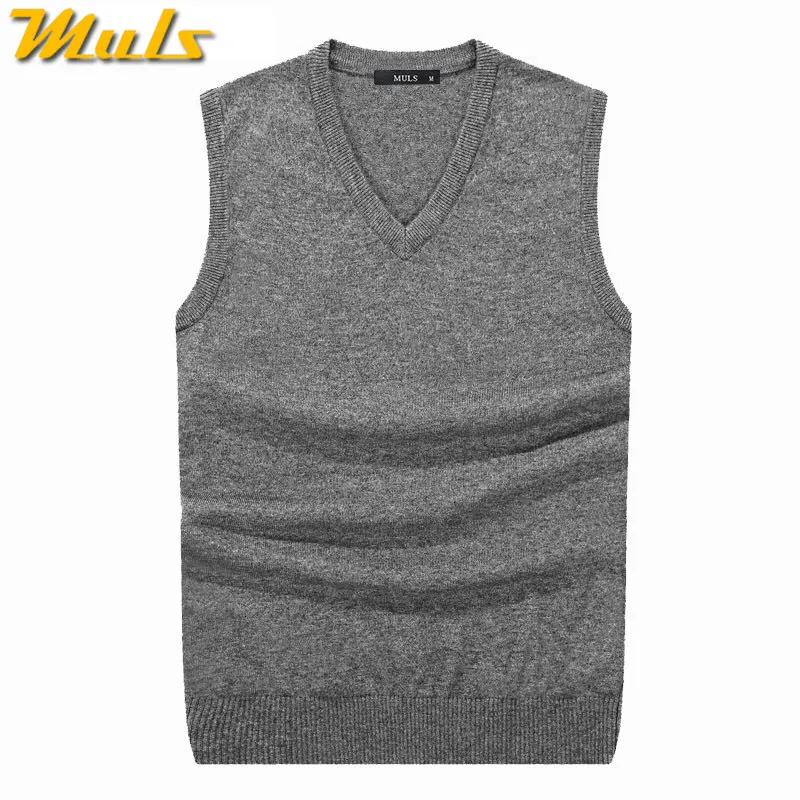 Men Sleeveless  Vest Male Autumn Spring Cotton  Solid Vest  Man Business V Neck  - £95.32 GBP