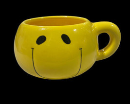 Vintage 80&#39;s Retro Yellow Smiley Face Coffee Mug Emoji Smile Cup - $17.81