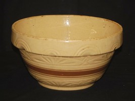 Old Antique Primitive Stoneware Crock Mixing Bowl Kitchen Tool Beige Bro... - $74.24