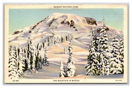 View In Winter Mount Rainier National Park Washington WA Linen Postcard Y10 - $2.92