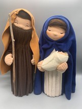 Vintage - Handcrafted - Large Mary &amp; Joseph Holding Jesus Figures - £62.34 GBP