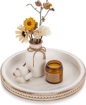 White Washed Wooden Round Serving Tray - £31.27 GBP