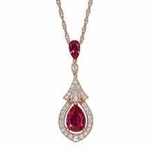 14k Rose Gold Ruby &amp; Sapphire Teardrop Necklace - £112.59 GBP