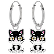 Cat 925 Sterling Silver Hoop Earrings - £13.44 GBP