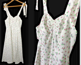 Vintage Dress Pinup Sundress White Floral 1960s Sweetheart Cottagecore S... - $3,723.59 MXN