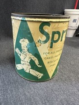 Vtg 3 Lb SPRY Shortening Tin Metal Advertising Can Kitchen Decor no lid - $15.84