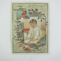 Victorian Trade Card Christmas Santa Chimney &amp; Boy Woolson Spice Co Toledo Ohio - £11.87 GBP