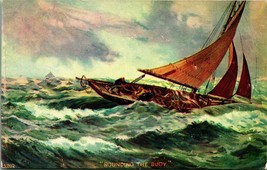 Nautical Art Sailboat Rounding The Buoy In Storm UNP Unused 1900s UDB Postcard - £7.94 GBP