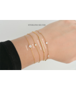 Diamond Bracelet, Sterling Silver Bracelet, Stainless Steel Bezel Bracelet - $16.00 - $20.35