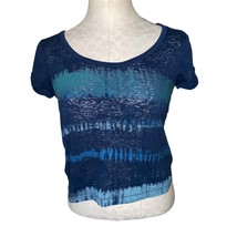 So Tie Dye Cropped Cap Sleeve T-shirt Aqua Blue Green Sz Small Chest 17&quot;... - $14.89