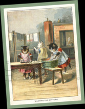 Litho : Kittens washing their Mittens 1890 McLoughlin 10&quot;x14&quot; FINE ART P... - $26.90