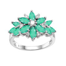 Natural Multicolor Tourmaline Flower Ring Real 925 Sterling Silver Gemstone Ring - £86.09 GBP