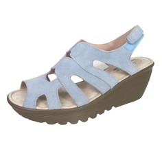 Skechers Suede Leather Slingback Wedges 8.5 M Light Blue Shoe Parallel S... - $24.74