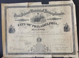 1890 antique JOSEPHINE REES philadelphia pa SCHOOL Ass&#39;t TEACHER CERTIFI... - £52.77 GBP