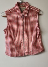 Jones New York Country Women Size 12 Classic Red Gingham Sleeveless Shir... - $12.91