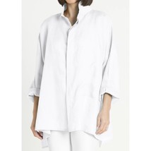 Planet by Lauren G Handkerchief Linen Signature Shirt White Lagenlook Wo... - £77.08 GBP