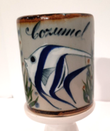 Vintage Cozumel Mexico Pottery Coffee Mug Cup Angel Fish Coral Reef Souv... - £11.12 GBP