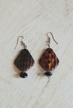 Vintage Earrings Costume Jewelry Handmade Ribbed Animal Print B64 - $27.41 CAD