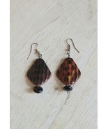 Vintage Earrings Costume Jewelry Handmade Ribbed Animal Print B64 - $27.40 CAD