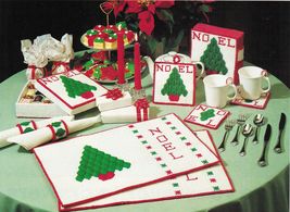 Plastic Canvas Xmas Tree Coaster Candy Box Pillow Bag Tote Tissue Cover Patterns - $11.99