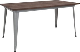Flash Furniture Metal/Wood Colorful Restaurant Tables, 60&quot; X 30.25&quot;, Silver - £332.64 GBP