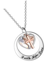 Two-Tone Sterling Silver and Rose Gold or Gold-Faith - £109.34 GBP