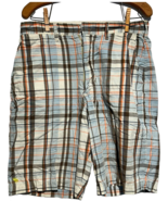 Abercrombie &amp; Fitch hook clasp Brown Blue Orange board shorts size 32 - $27.54