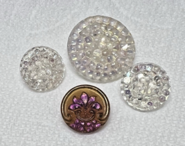 4 Vintage Carnival Glass Style Buttons 5/8 - 7/8 inch - $83.04 MXN