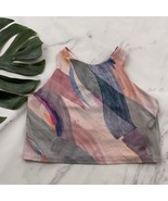 Athleta Womens Crop Top Sports Bra Size M Pink Blue Watercolor Print Active - $35.19 CAD