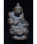 Thai amulet Buddha phra pidta brass 4 cm. talisman, old, authentic, rare... - $39.60