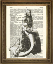 Sirène Mère Et Bébé Imprimé : Vintage Dictionary Page Art,Chambre Tentur... - £5.23 GBP