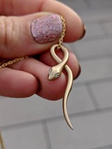 Lab Created 0.10Ct Marquise Cut Diamond Snake Pendant 14k Yellow Gold Plated - £84.33 GBP