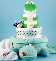 Friendly Frog Personalized Diaper Cake - £128.31 GBP