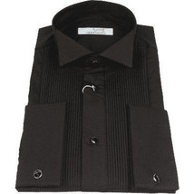 Men CEREMONIA Tuxedo Shirt 100% Cotton Turkey #CVS 15 ATP Black Wing Tip Pleated image 2
