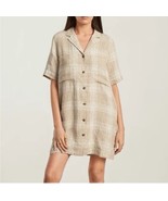 Everlane Women&#39;s M Linen Gingham Workwear Dress Check Cream Tan Brown Bu... - $658.79 MXN