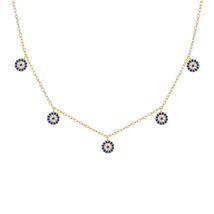 NEW INS 925 Sterling Silver Fashion Devil's Eye with Blue Eye 18K Gold Plated Ne - £27.91 GBP