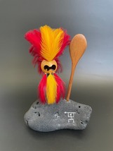 Hawaiian Makini Gourd Helmet Mask and Koa Wood Paddle Displayed on a Lava Rock - £67.94 GBP