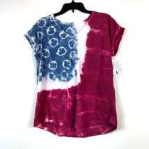 Style &amp; Co Womens Large American Tie Dye Short Sleeves T Shirt Top NWT O64 - £15.65 GBP