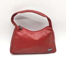 Perlina New York Small Red Smooth Leather Hand Bag Purse Gunmetal Hardware - £23.97 GBP