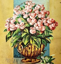 Christmas Greeting 1910s Postcard Embossed Flower Vase Gold Glittered PCBG6B - £15.79 GBP
