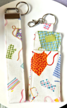 Hand-crafted Fabric Key Fob Wristlet &amp; Matching Chapstick/Lipstick Holder - $16.82