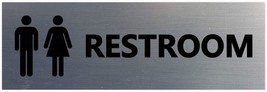 Signs Bylita Basic Unisex Restroom Sign (Brushed Silver) - Medium 1 Pack - $35.94