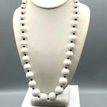 Vintage White Lucite Graduated Strand Necklace with Black Spacer Beads - £21.11 GBP