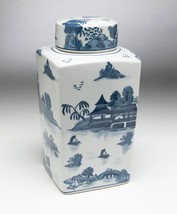 AA Importing 59745 12 Inch Blue &amp; White Square Jar - £75.67 GBP