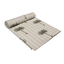 Palm Tree Quilt, Cotton Kantha Quilt, Hand Block Printed Kantha Quilt, Indian Qu - £55.94 GBP