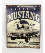 Ford Mustang Tin Sign Metal Clock Rustic Garage Muscle Car 1 of a Kind F... - $54.69 CAD