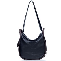 Bruno Rossi Italian Made Black Pebbled Leather Convertible Hobo Bag Backpack - £233.12 GBP