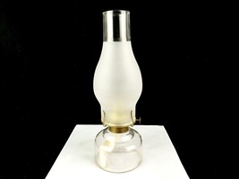 12&quot; Pressed Glass Oil Lamp, Risdon Burner, Frosted Chimney, New Wick, #LMP-02 - £23.46 GBP
