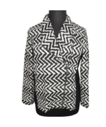 Chico&#39;s Black White Zig Zag Stripe Asymetric Zip Lightweight Moto Jacket... - £19.29 GBP