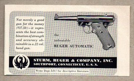 1954 Print Ad Ruger Automatic .22 Caliber Hand Gun Pistol Southport,CT - £7.07 GBP